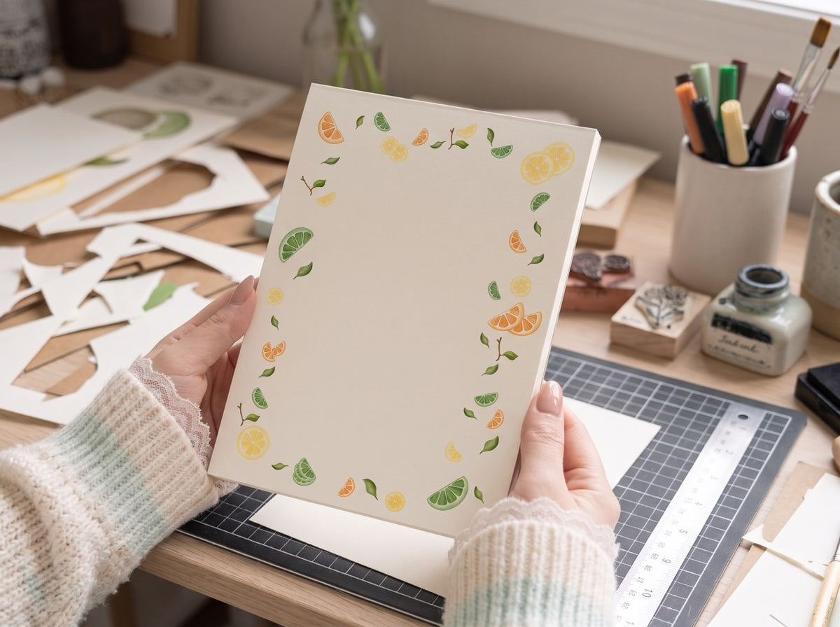 Citrus Fresh Notepad Bundle (A5 & A6 Set) | Tear-Away Citrus Citrus Border Memo Pads & Daily Planner