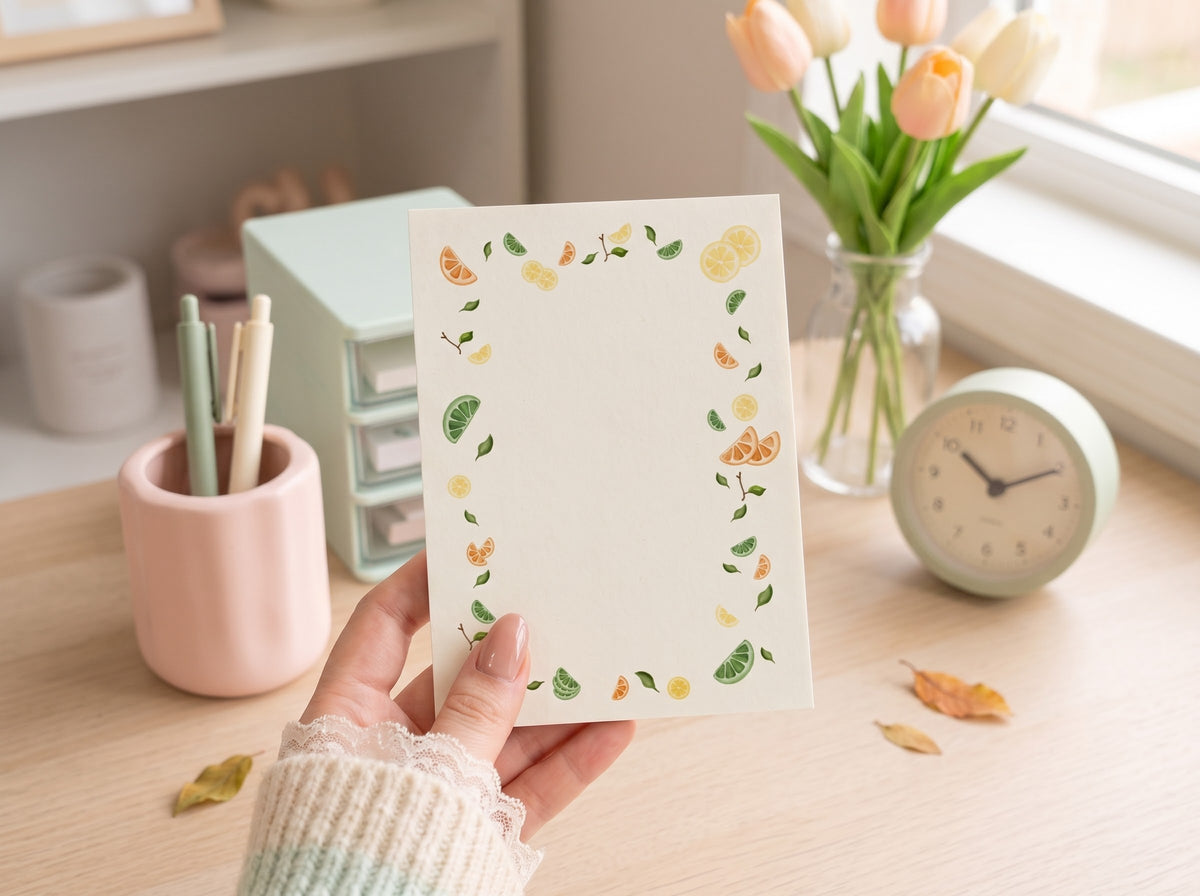 Citrus Fresh Notepad Bundle (A5 & A6 Set) | Tear-Away Citrus Citrus Border Memo Pads & Daily Planner