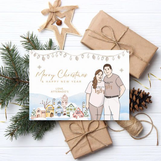 Customized Illustrated Holiday Gift Cards or Stickers | Personalized Christmas Greeting Cards & Gift Tags