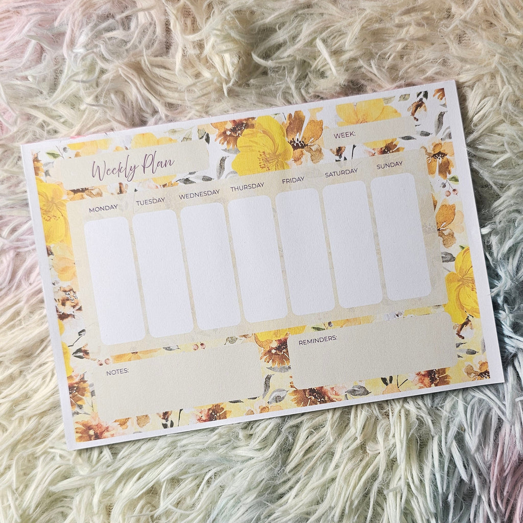 Floral Weekly Notepad Landscape A5