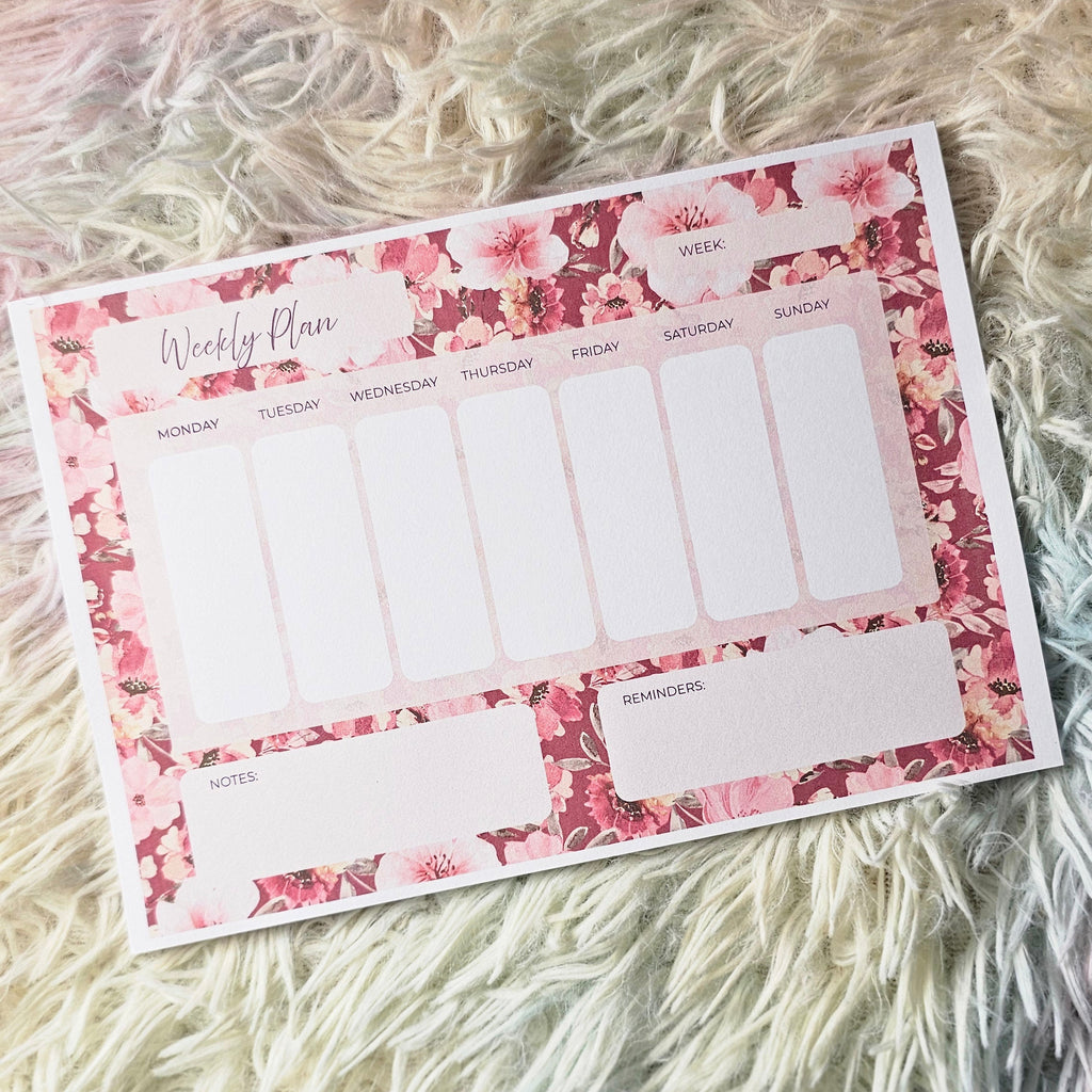 Floral Weekly Notepad Landscape A5