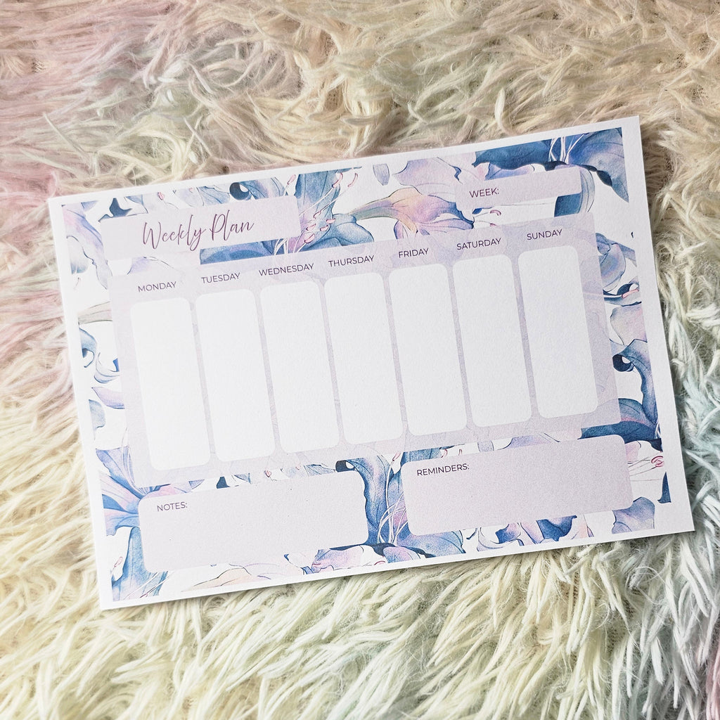 Floral Weekly Notepad Landscape A5