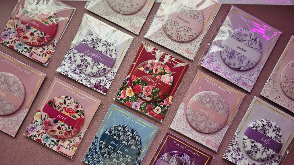 Personalized Floral Pocket Mirror | Custom Name Compact Mirror | Thoughtful Gift for everyone