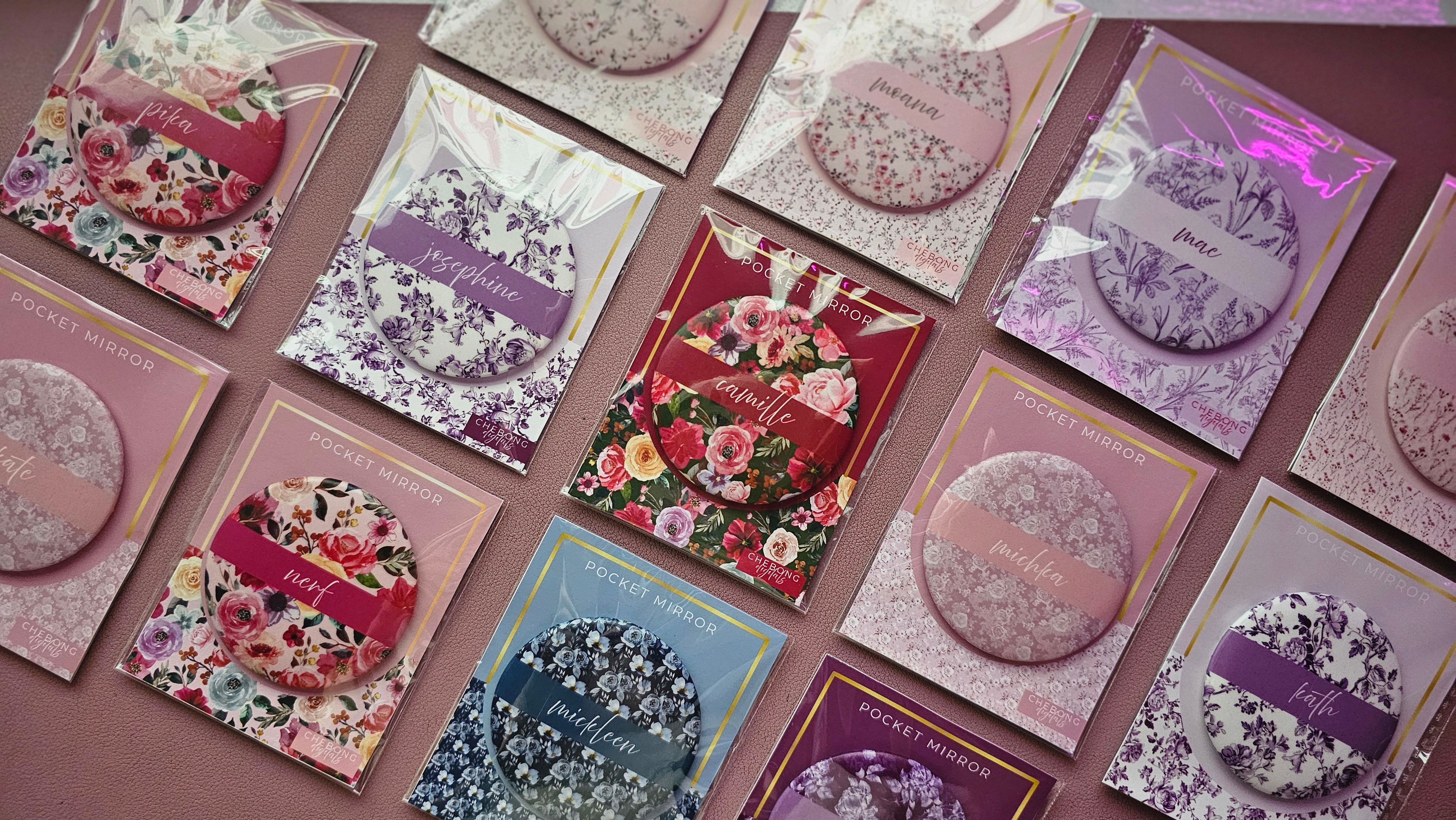 Personalized Floral Pocket Mirror | Custom Name Compact Mirror | Thoughtful Gift for everyone