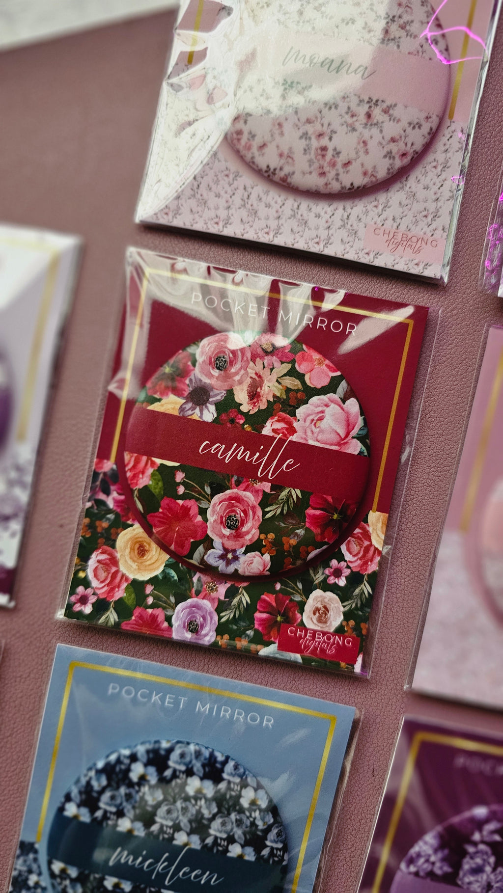 Personalized Floral Pocket Mirror | Custom Name Compact Mirror | Thoughtful Gift for everyone