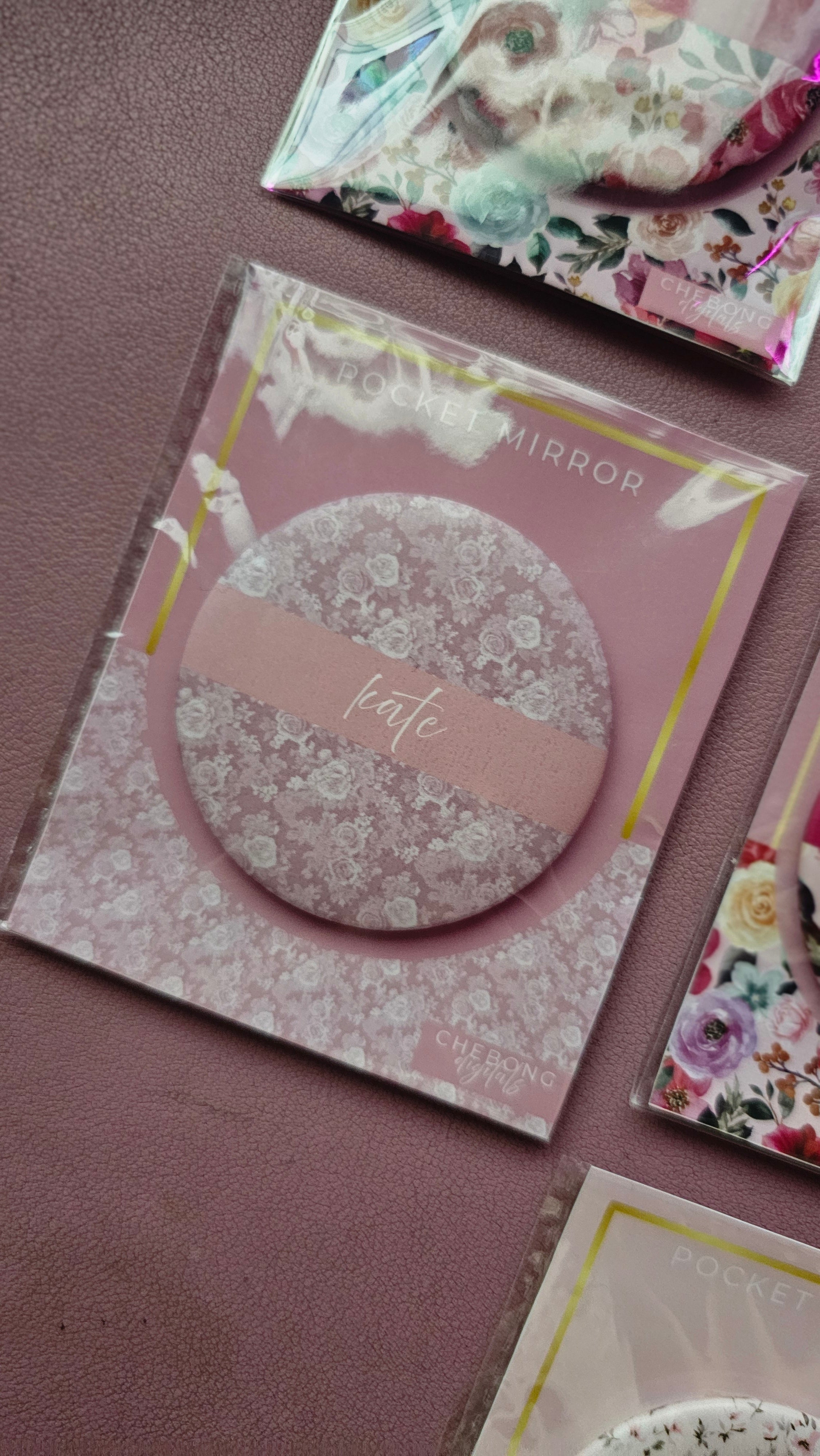 Personalized Floral Pocket Mirror | Custom Name Compact Mirror | Thoughtful Gift for everyone