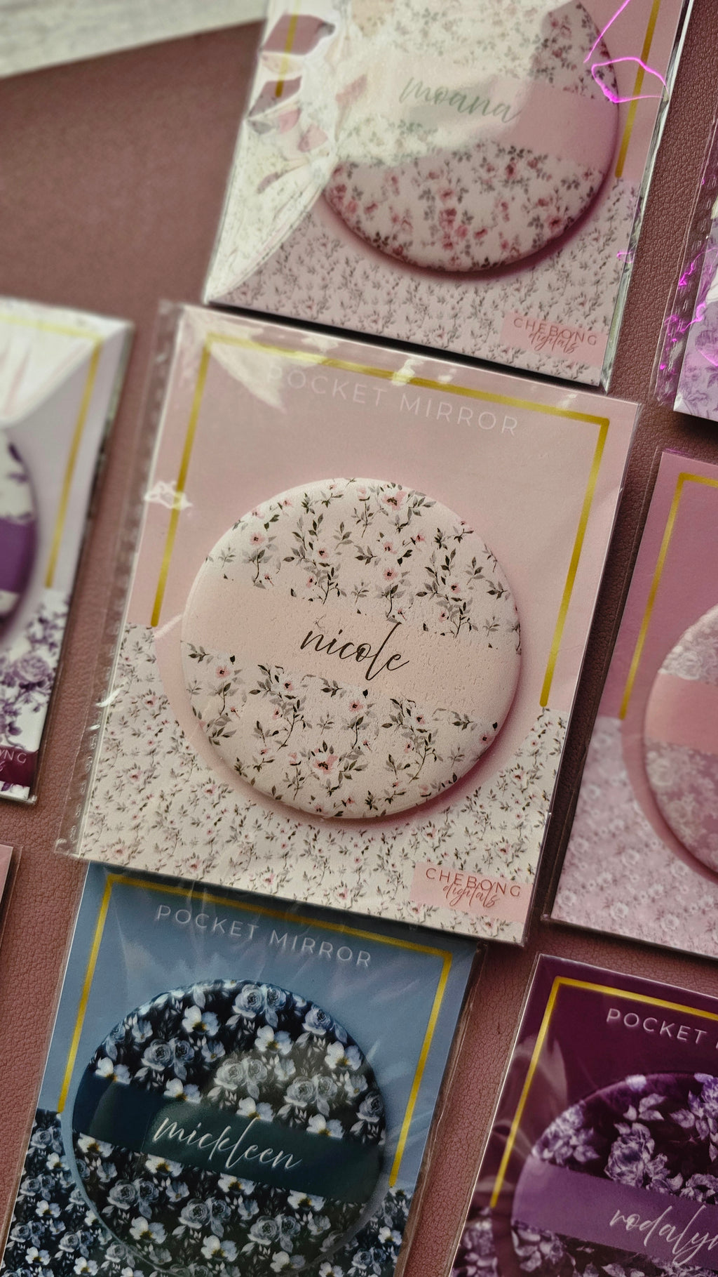 Personalized Floral Pocket Mirror | Custom Name Compact Mirror | Thoughtful Gift for everyone
