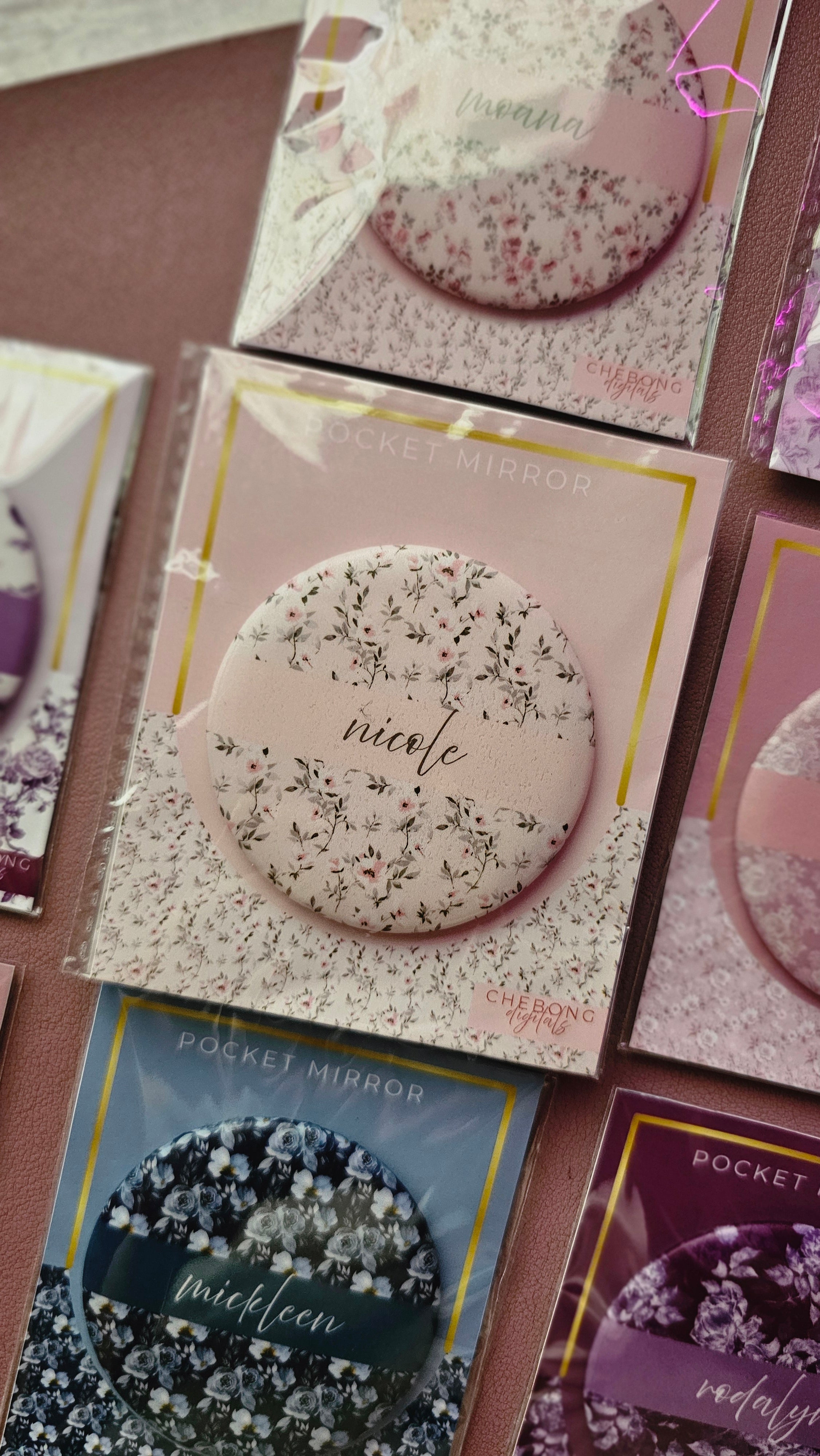 Personalized Floral Pocket Mirror | Custom Name Compact Mirror | Thoughtful Gift for everyone