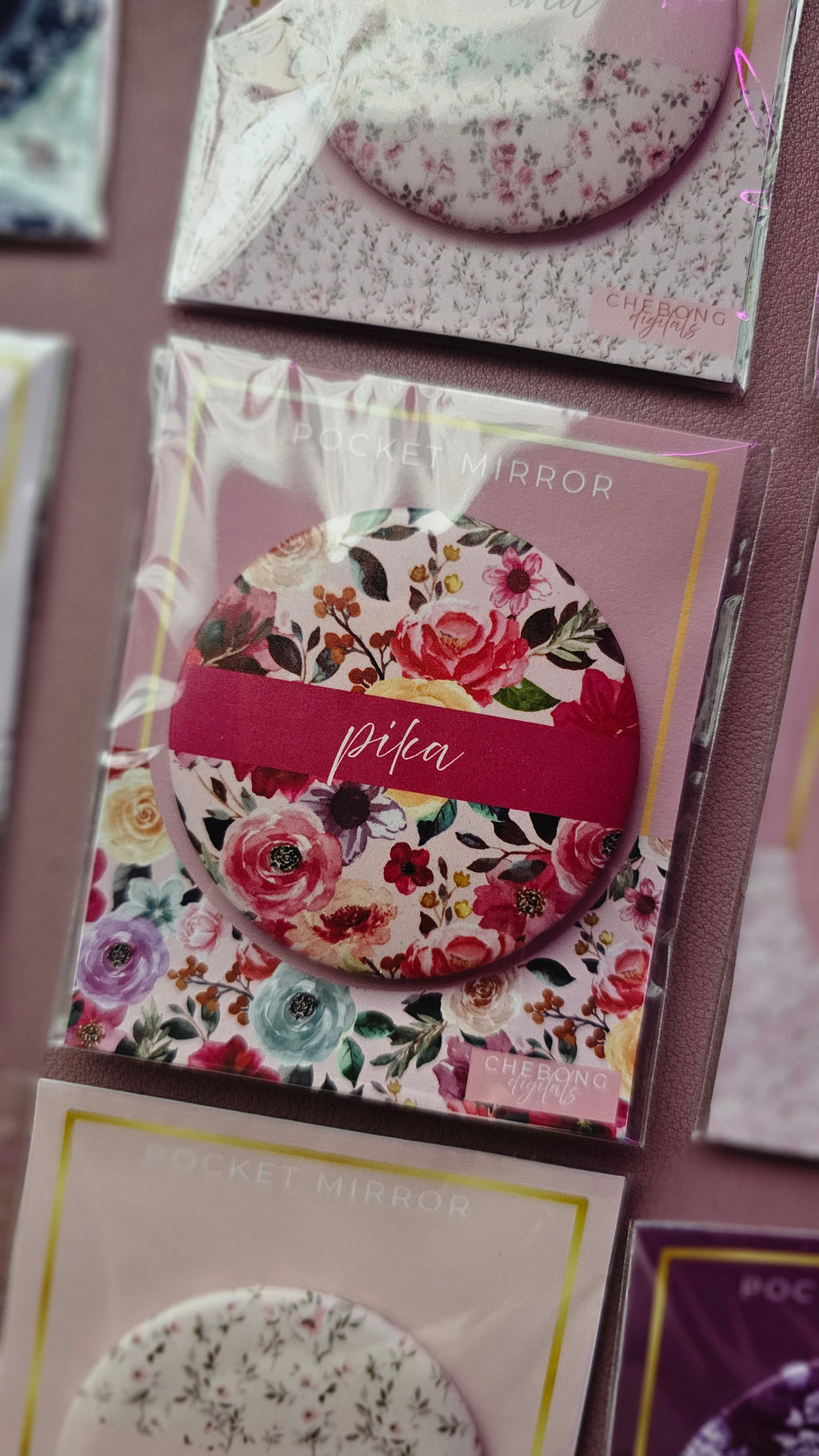 Personalized Floral Pocket Mirror | Custom Name Compact Mirror | Thoughtful Gift for everyone