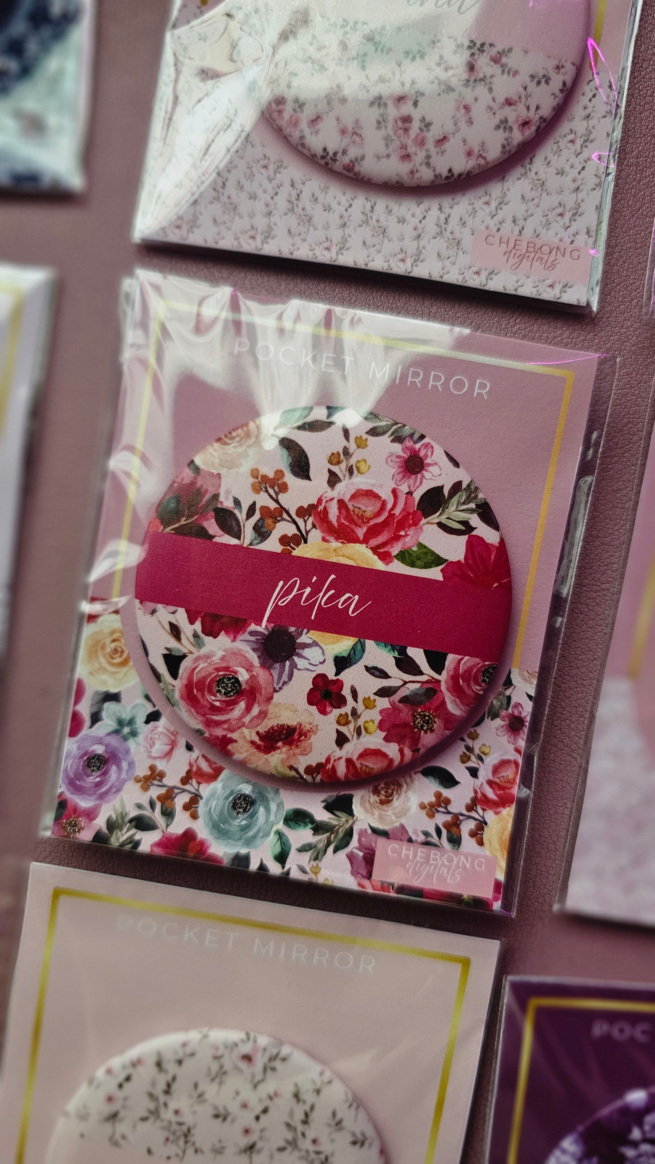 Personalized Floral Pocket Mirror | Custom Name Compact Mirror | Thoughtful Gift for everyone