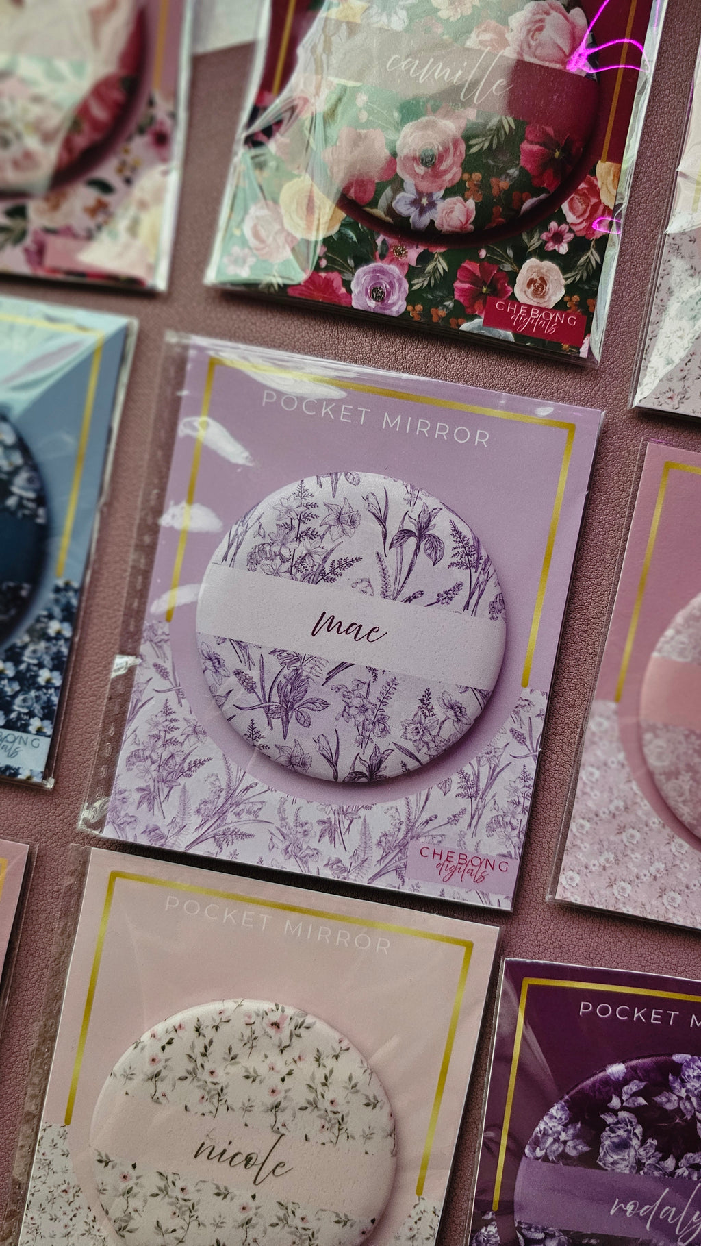 Personalized Floral Pocket Mirror | Custom Name Compact Mirror | Thoughtful Gift for everyone