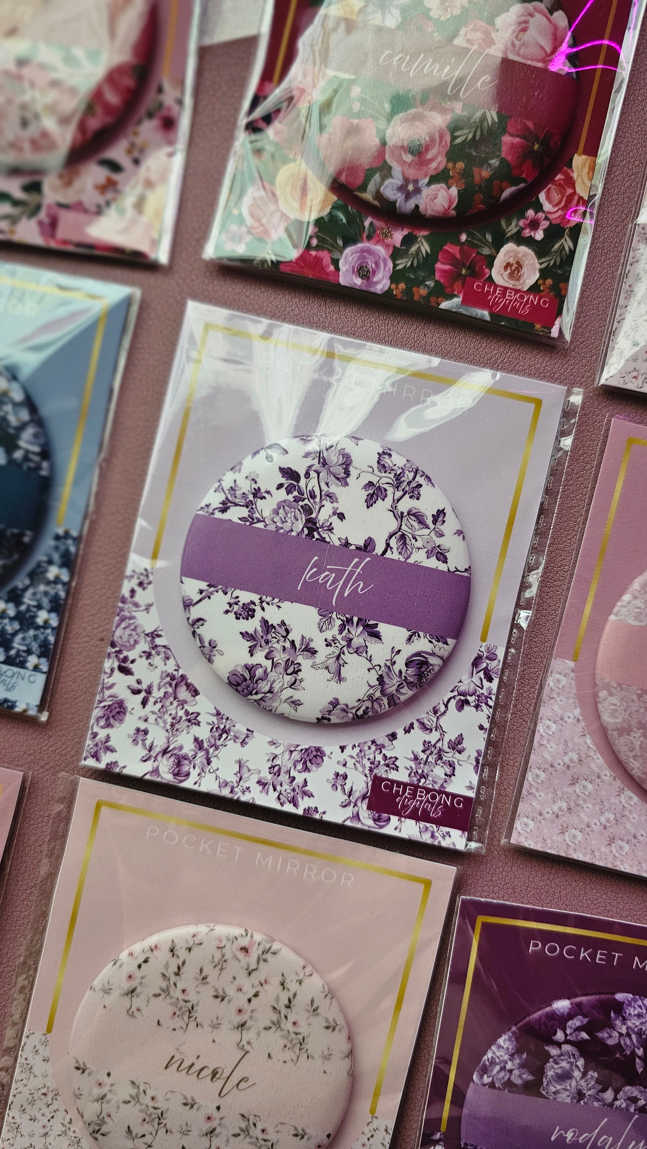 Personalized Floral Pocket Mirror | Custom Name Compact Mirror | Thoughtful Gift for everyone