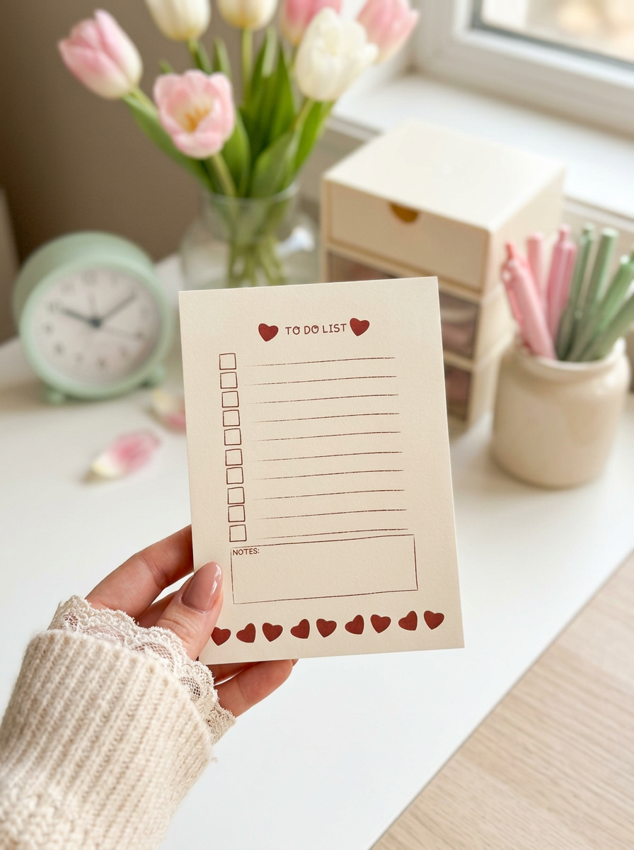 A6 Aesthetic To-Do List Notepad | Cute Hand-Drawn Daily Checklist Pad for Desk & Bag