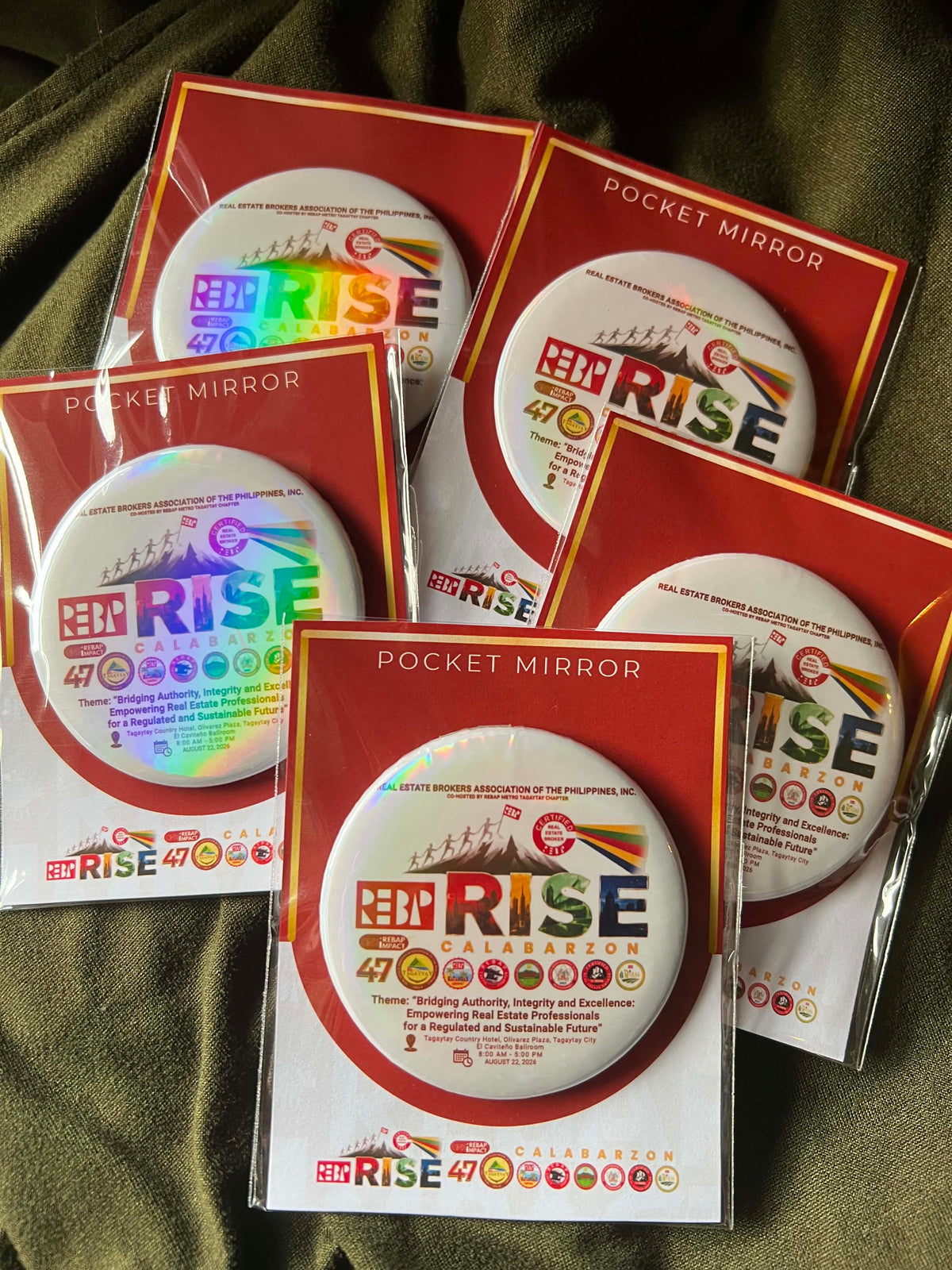 Custom Printed Round Pocket Mirror & Mirror Keychain | Personalized Event Giveaways & Vanity Accessories