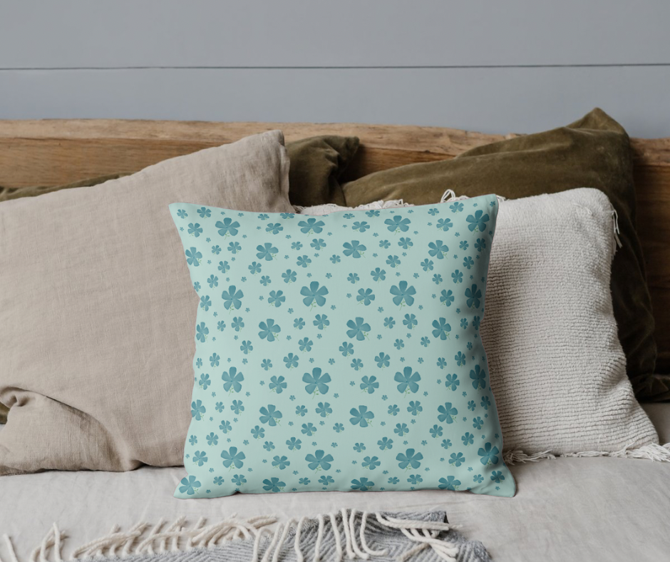 Teal Watercolor Floral Seamless Pattern PNG, Delicate Botanical Digital Paper Pack, Wildflower Leaf Repeat Design for Fabric Sublimation