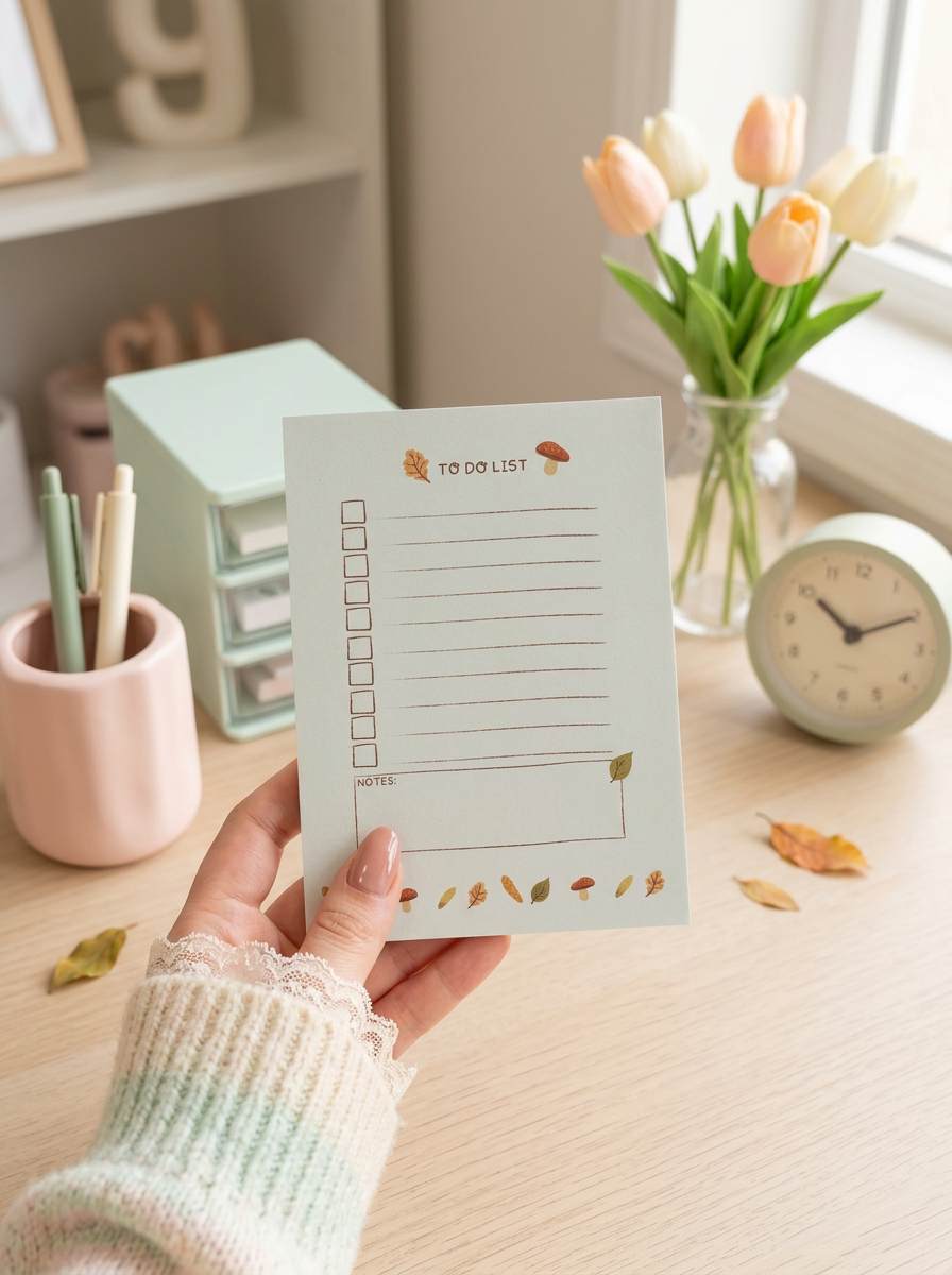 A6 Aesthetic To-Do List Notepad | Cute Hand-Drawn Daily Checklist Pad for Desk & Bag