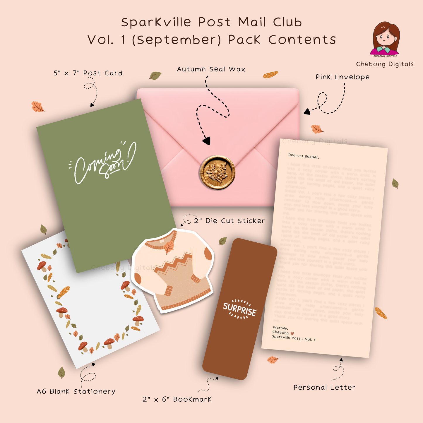 Sparkville Post Vol. 1 — Cozy Autumn Snail Mail & Bookmark Pack (VIP Pass)