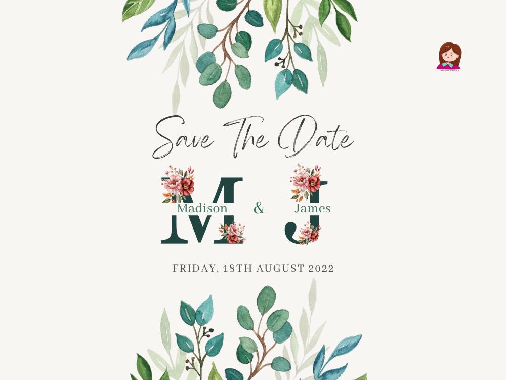 Emerald Floral Monogram A–Z PNG Bundle Wedding Invitation
